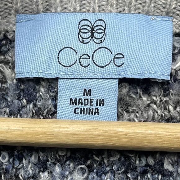 CeCe Womens Marled Knit Sweater Gray White Blue Acrylic Blend Medium - Picture 3 of 6